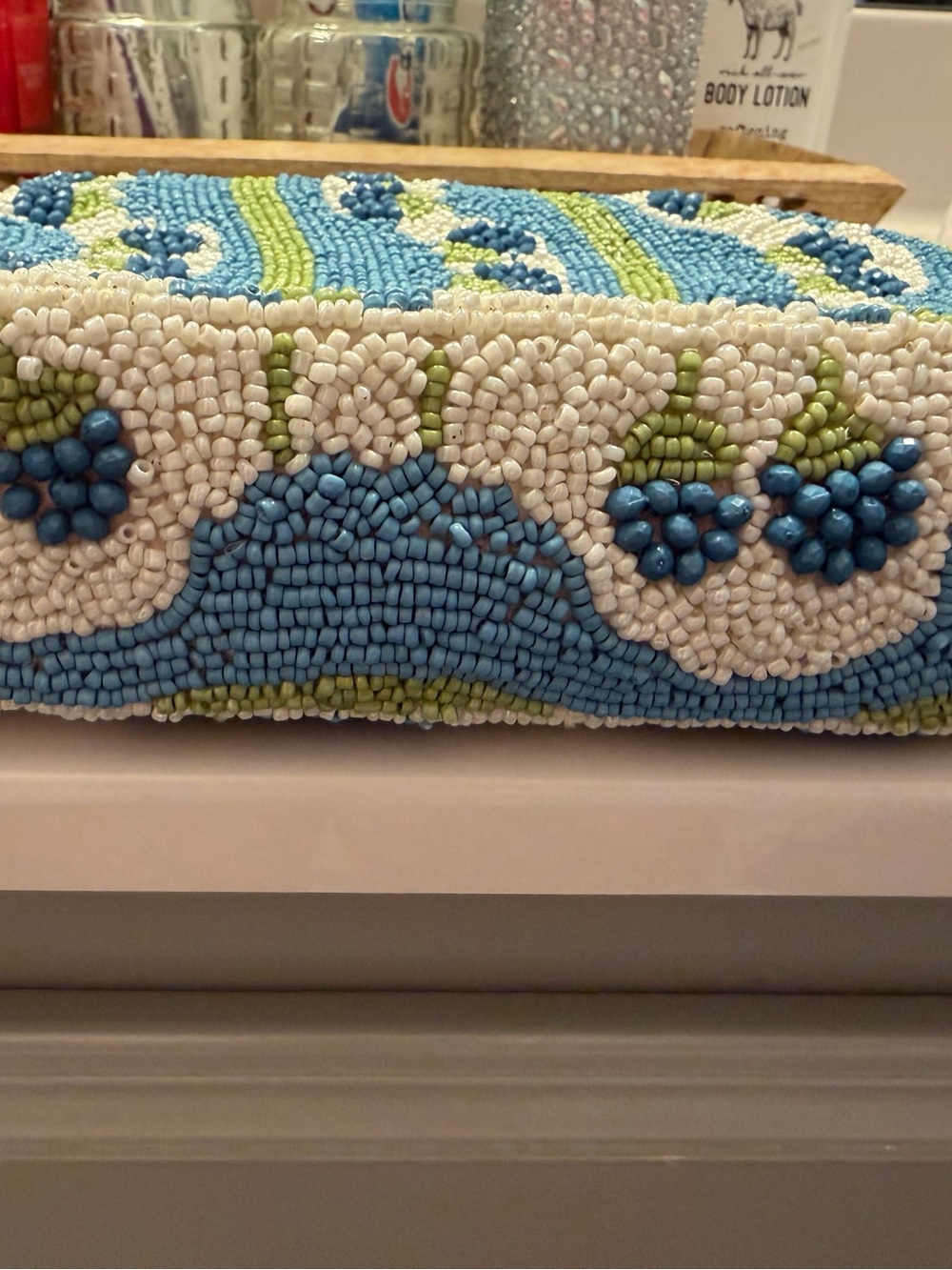 Beaded Floral Blue & Green Shoulder Bag - Picture 5 of 10